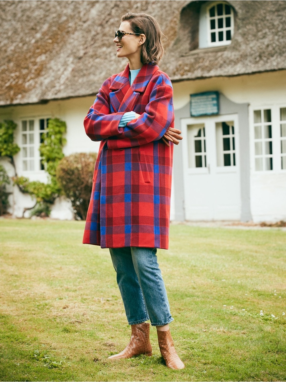 J. Crew Italian Stadium Cloth Nello Gori Wool Plaid Coat Jacket Topcoat
